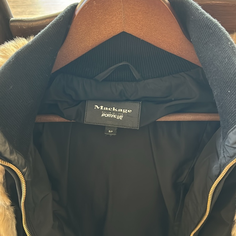 Mackage Black Coat with Fur Trim - Picture 2 of 3